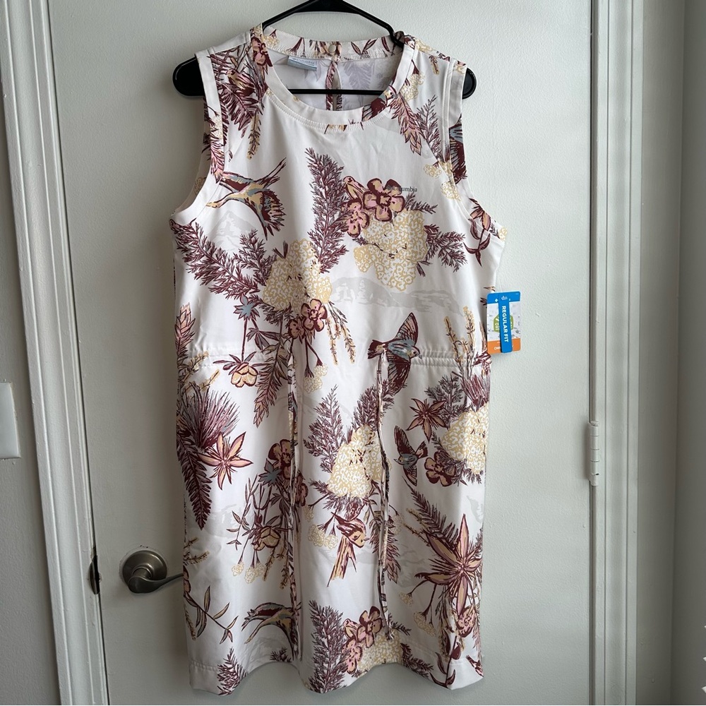 Columbia Floral Midi Dress - White and Brown